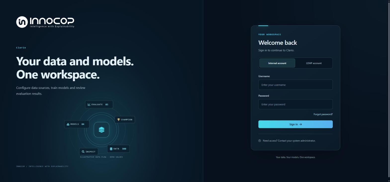Clario Studio sign-in page
